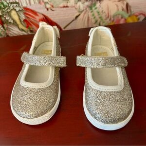 Keds x Kate Spade gold tone glittery Sloane Mary Jane Crib Shoes size 3 months